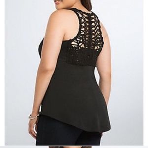 Vintage Torrid Black Macrame Knotted Back Sleeveless Racerback FItted Top 2…
